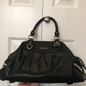 Coach black leather medium satchel
